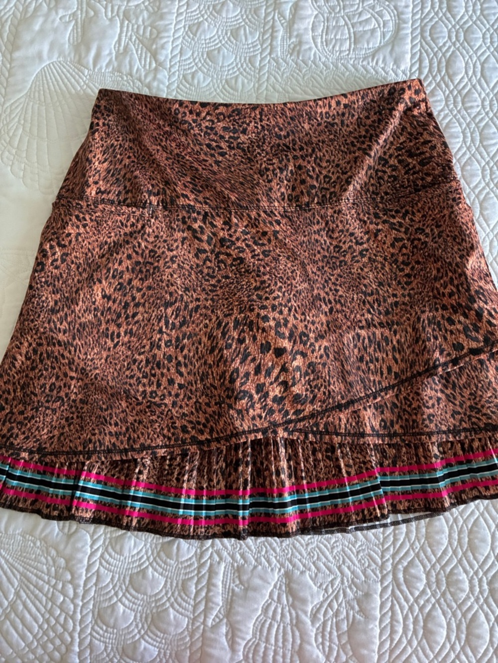 Lucky in Love Leopard Print Brown A-Line Skort with Color-Trim Hem